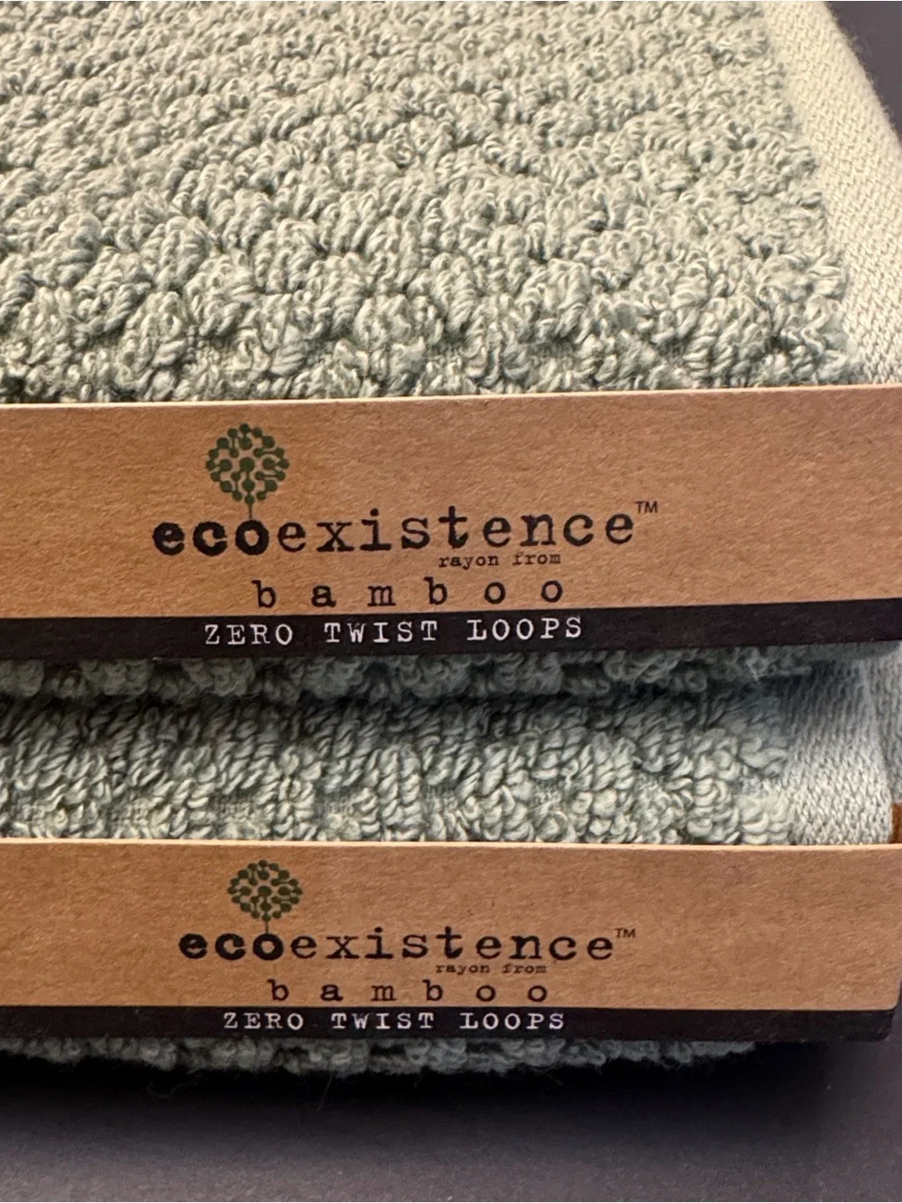 2pc ECOEXISTENCE Bamboo Zero Twist Loops Bath Towel Set - Oil Green